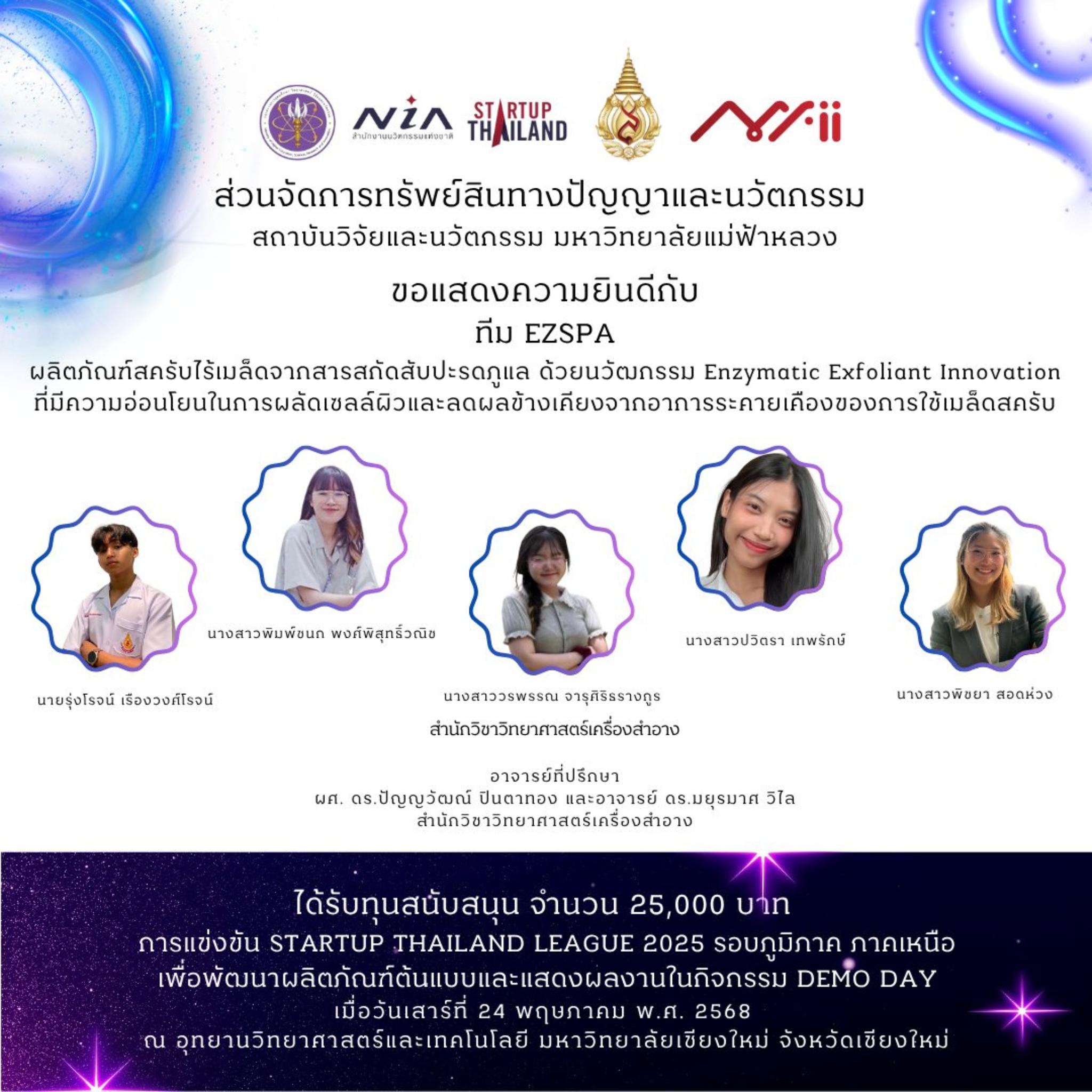 ขอแสดงความยินดีกับนักศึกษา MFU Startup ผ่านเข้าสู่รอบระดับประเทศ